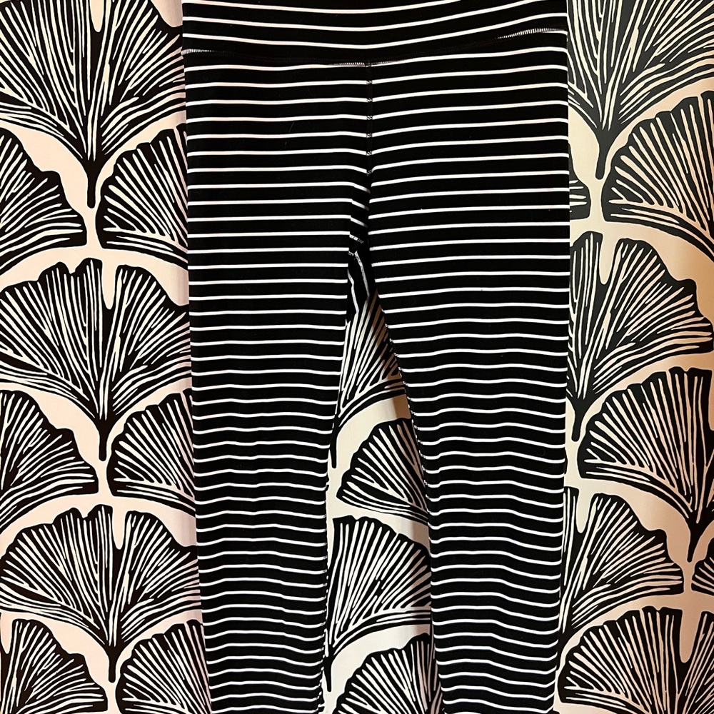 Athleta Black and White Striped Leggings